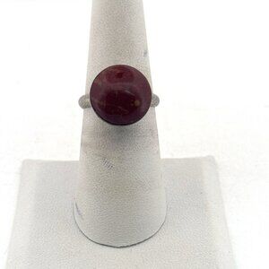 Estate Sterling Silver 925 Ring Red Jasper Cabochon Size 6, 5.1g Artisan Marked